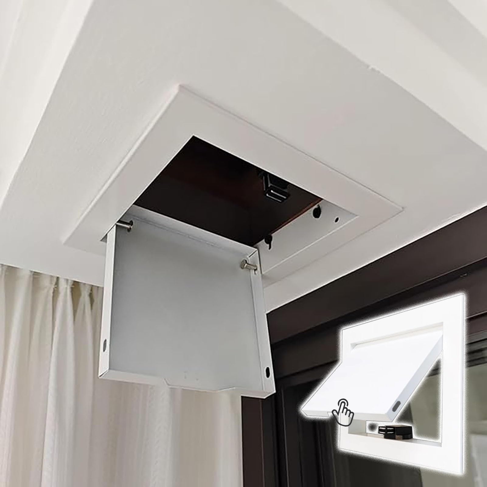 Trampilla de inspección blanca 200x300mm ideal para ocultar el panel eléctrico del pasillo