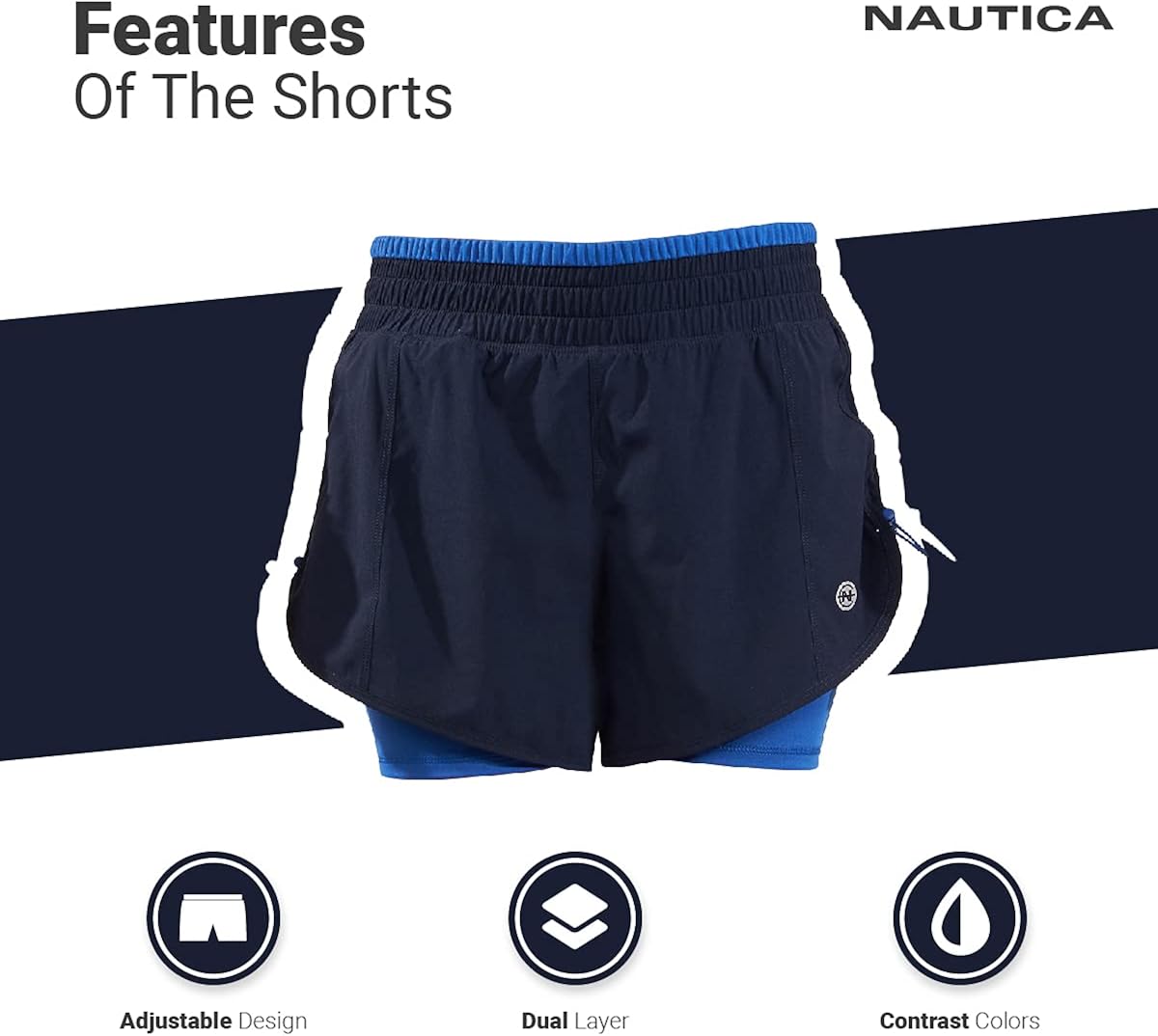 Nautica Competition Women's Workout Running Biker Shorts with Inner Compression : Sports & Outdoors