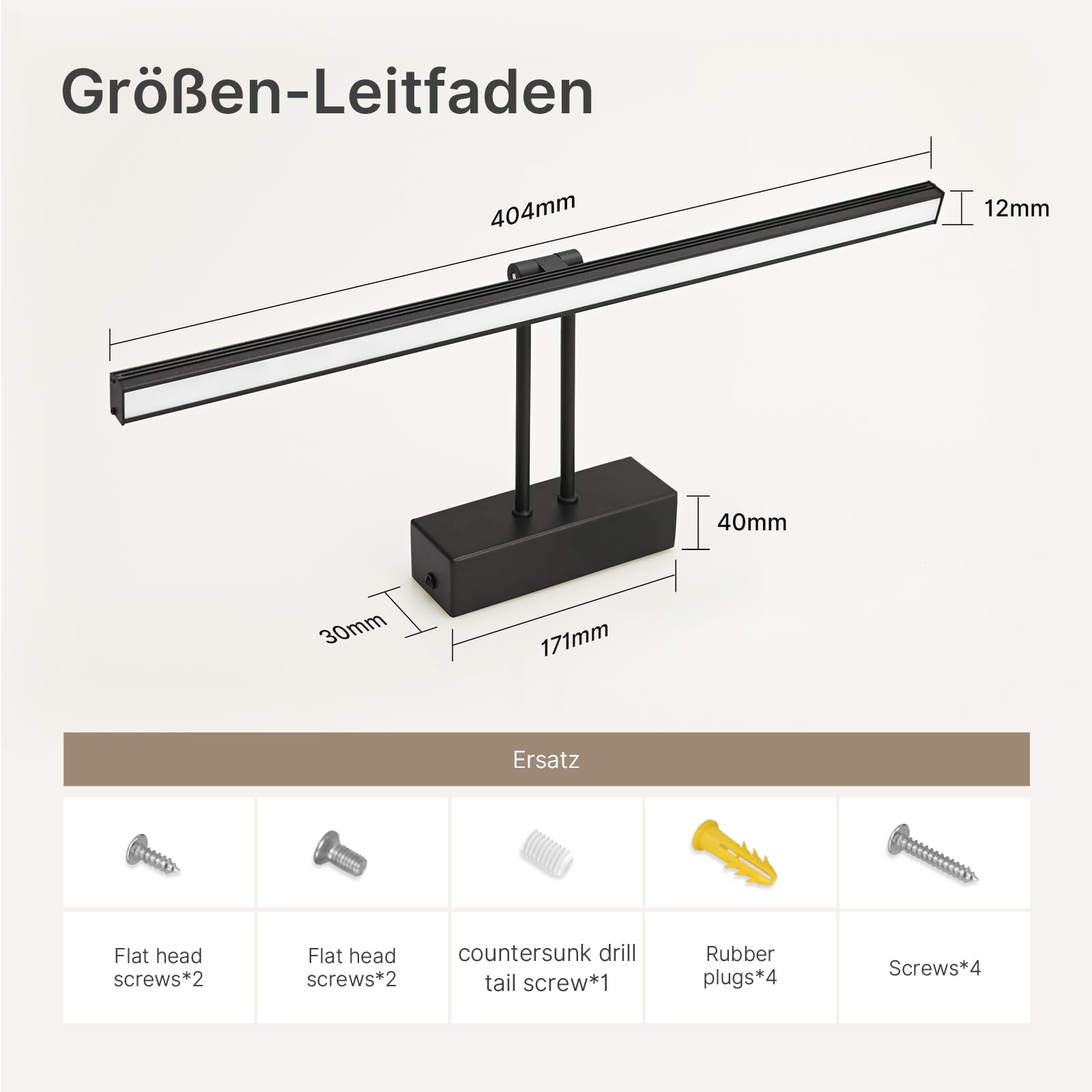 EMKE LED Spiegellampe Bad 40cm, Spiegelleuchte Badezimmer 200° Drehung 8W 6500K IP44 Badlampe Spiegel Lampe Wandbeleuchtung Spiegellampen für das bad Spiegelleuchten Schwarz