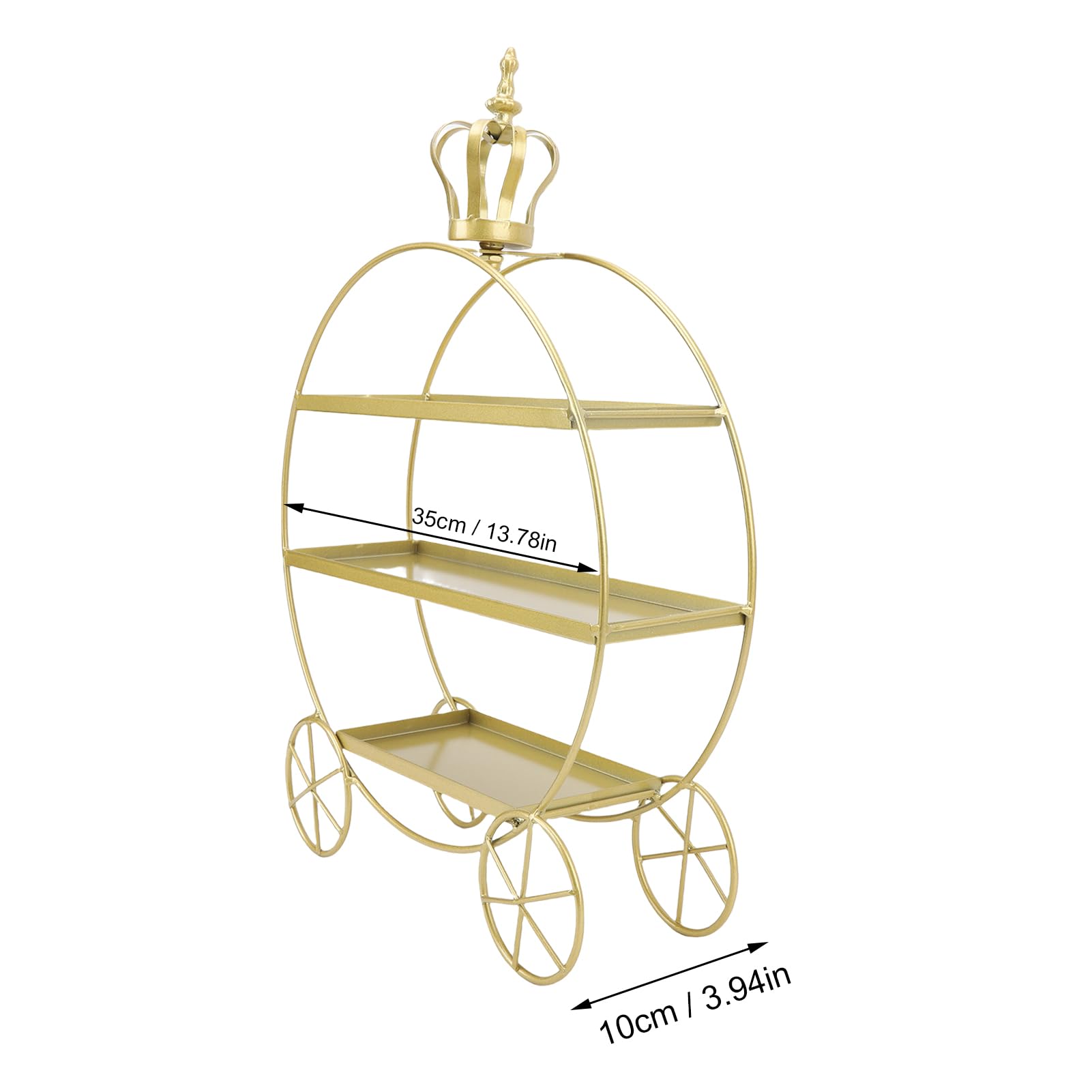 Fockety Soporte de 3 pisos para cupcakes, Expositor de metal dorado para cupcakes en carroza de princesa, Soporte personalizado para mesa de postres para decoración de fiestas de té (GOLD)