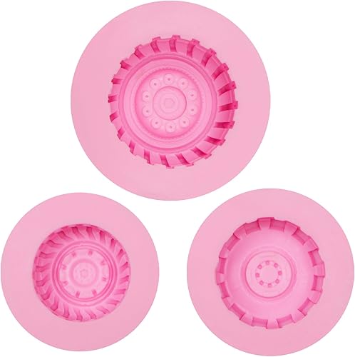 Miniatura 9 de Moldes de silicona para neumáticos, moldes de chocolate redondos grandes 3D para ruedas de camión monstruo, decoración de cupcakes, resina de jabón