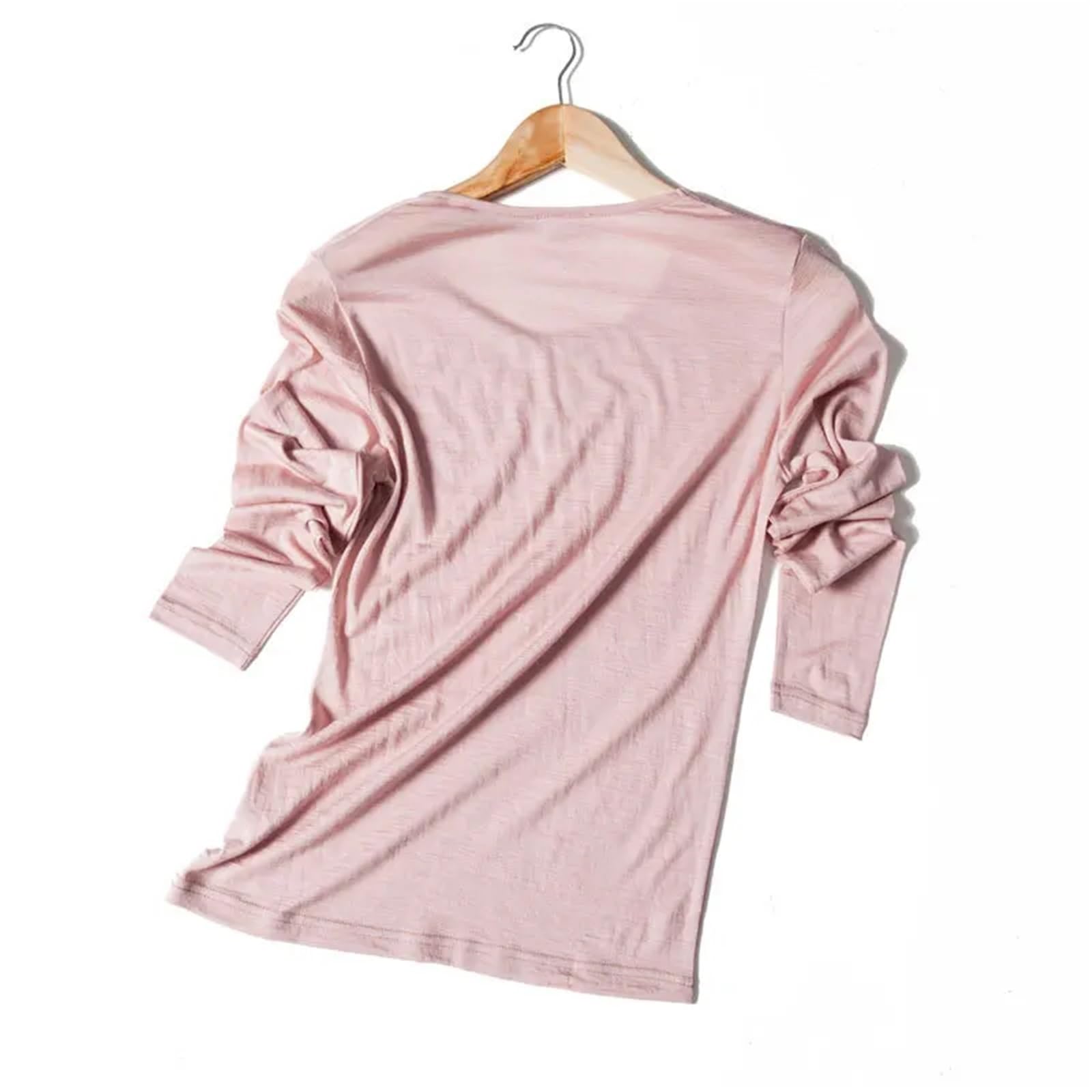 Conjunto TéRmico para Mujer 30% Seda 70% Lana cálido Color sólido Cuello Redondo Conjunto de Ropa Interior Mujer otoño Pantalones Largos Tops térmicos + Bragas Dormir