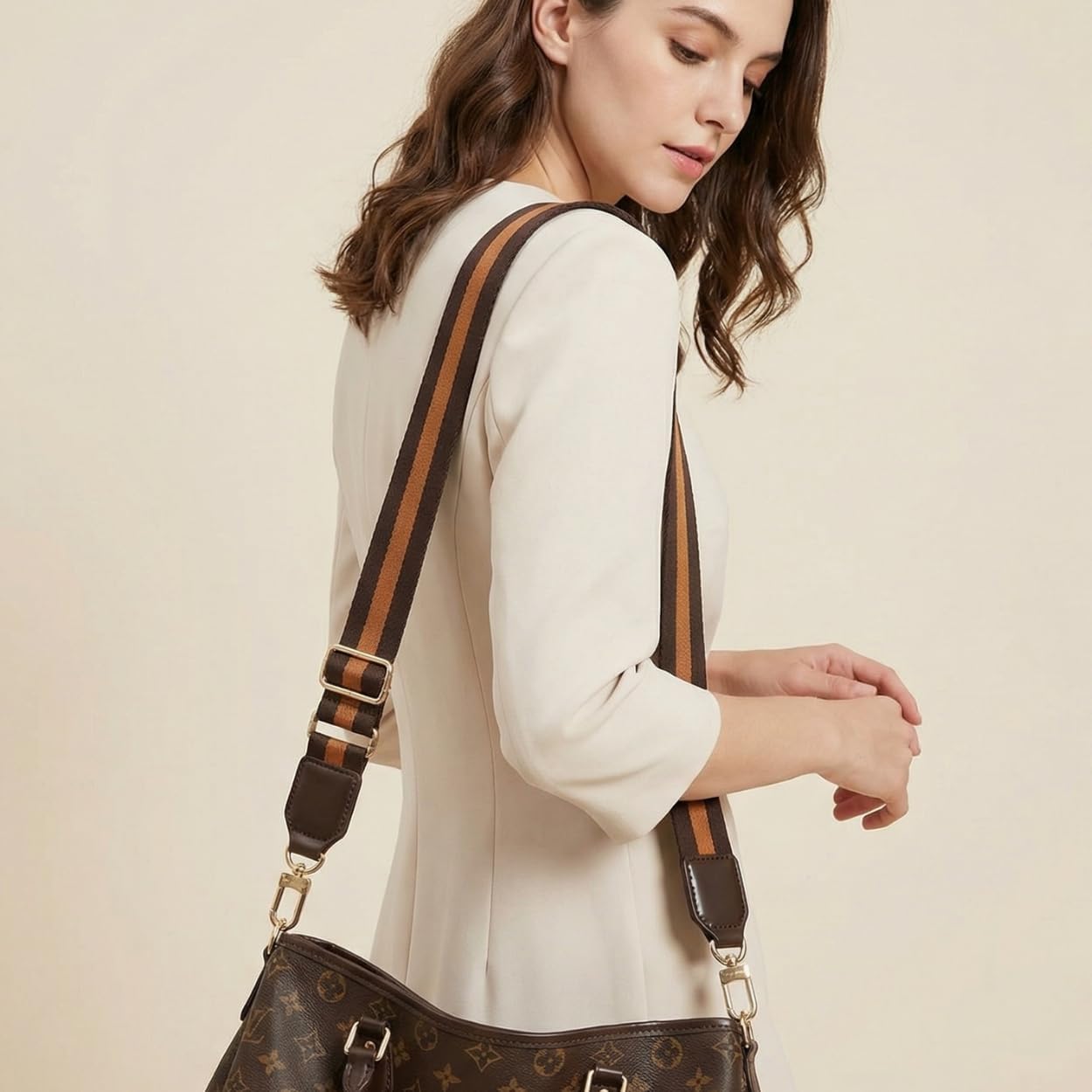 Wide Purse Strap Crossbody Replacement Strap for Handbags Adjustable Brown Leather Purse Strap