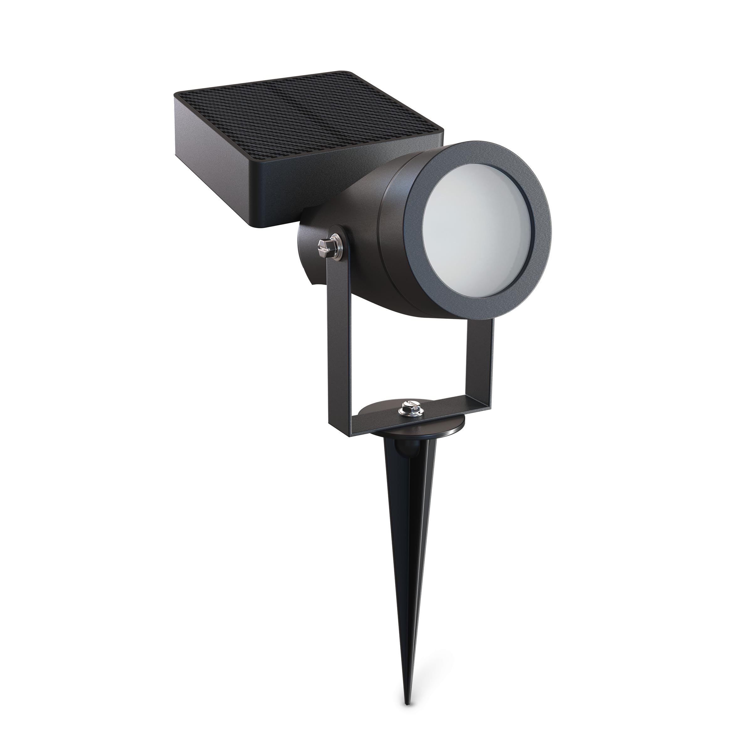 CALEX LED Foco Solar para Jardín Cesena, con Estaca, Luz Blanco Cálido, Impermeable, Recargable con Energía Solar y USB‑C, Negro