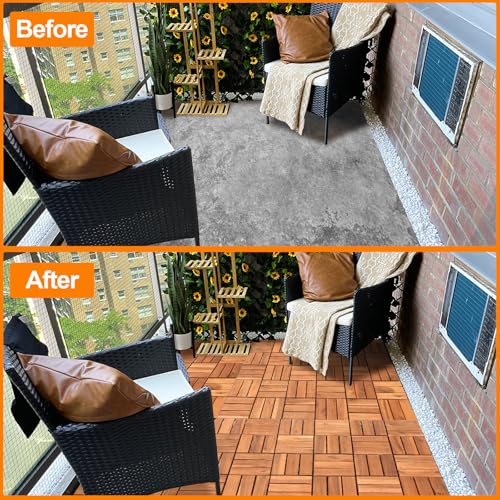 Baldosas de madera para terraza de acacia 30x30 cm 8