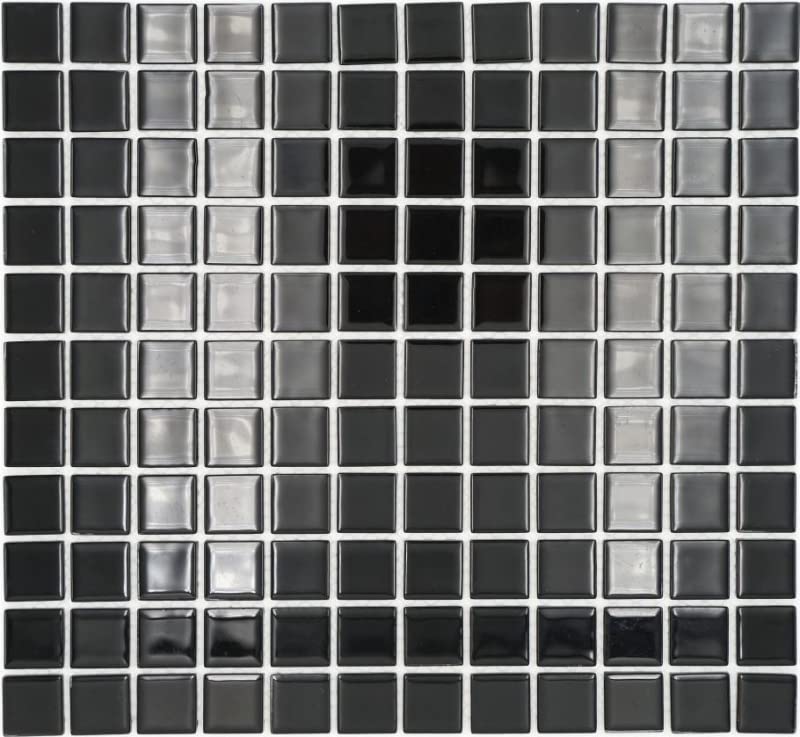 MOS60-0304 - Azulejos de mosaico de cristal traslúcido, color negro