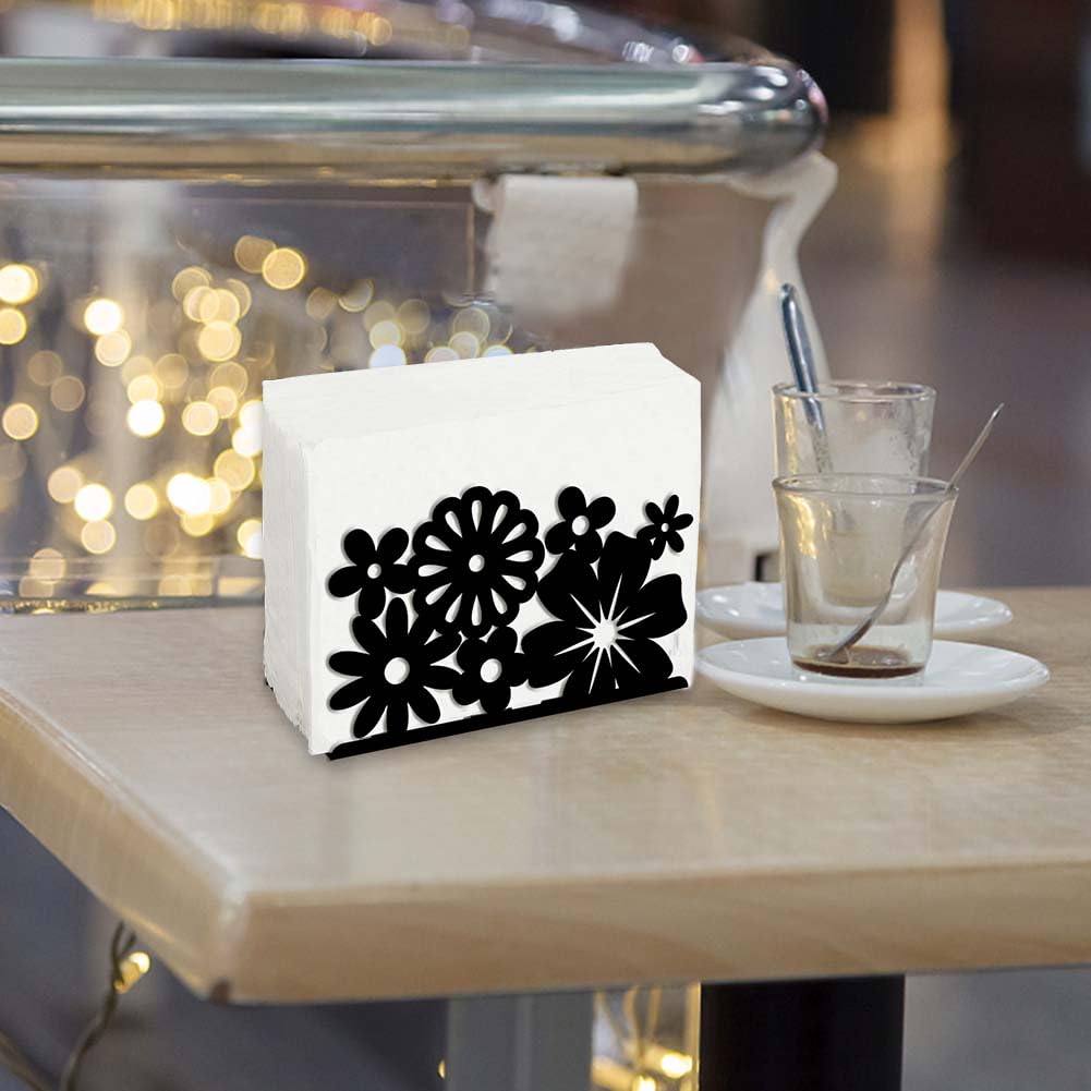 SUPERDANT Portatovaglioli Da Tavolo Portarotolo In Metallo Nero Dispenser Flora Portatovaglioli da Cocktail Da Tavola Porta Tovaglioli Verticale per Cucina Caffetteria Sala Da Pranzo