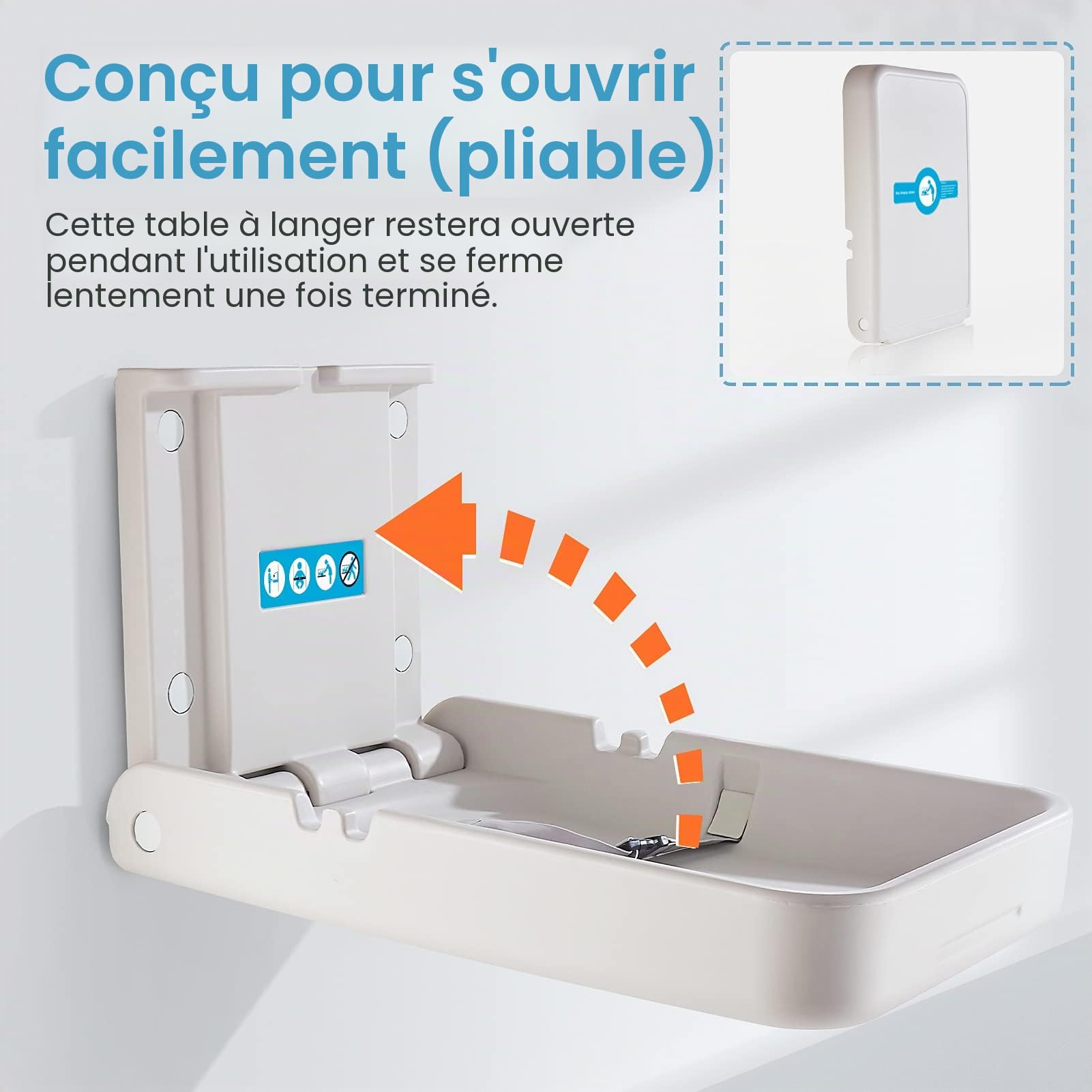 modunful Unité à Langer Verticale Pour BéBé Avec Panneau, Stations à Langer Murales, Table à Langer Pour Toilettes Commerciales, ModèLe Gris