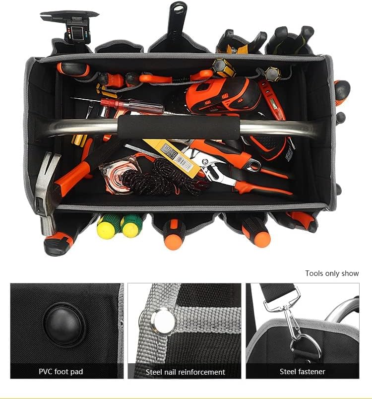 Miniatura 8 de Bolsa de herramientas para electricista, portaherramientas eléctricas con 21 bolsillos externos para fontaneros, bolsa de herramientas para