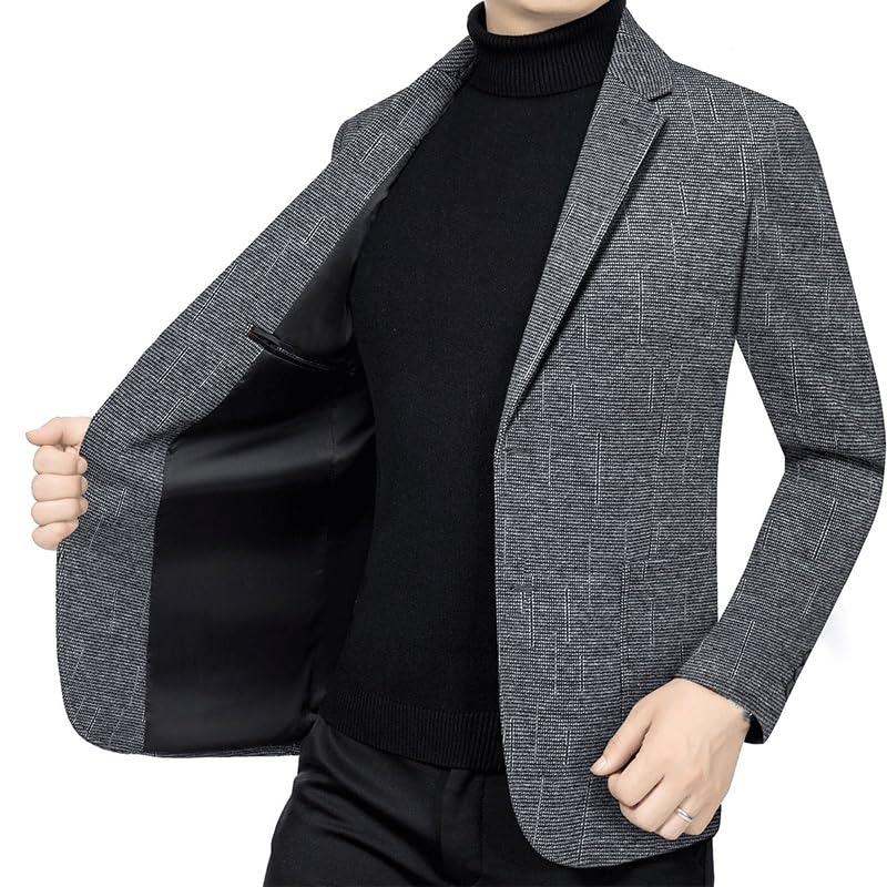 Mens Gray Houndstooth Blazers Casual Sport Coats Lightweight Two Button Suit Jacket for Wedding Prom Homecoming2