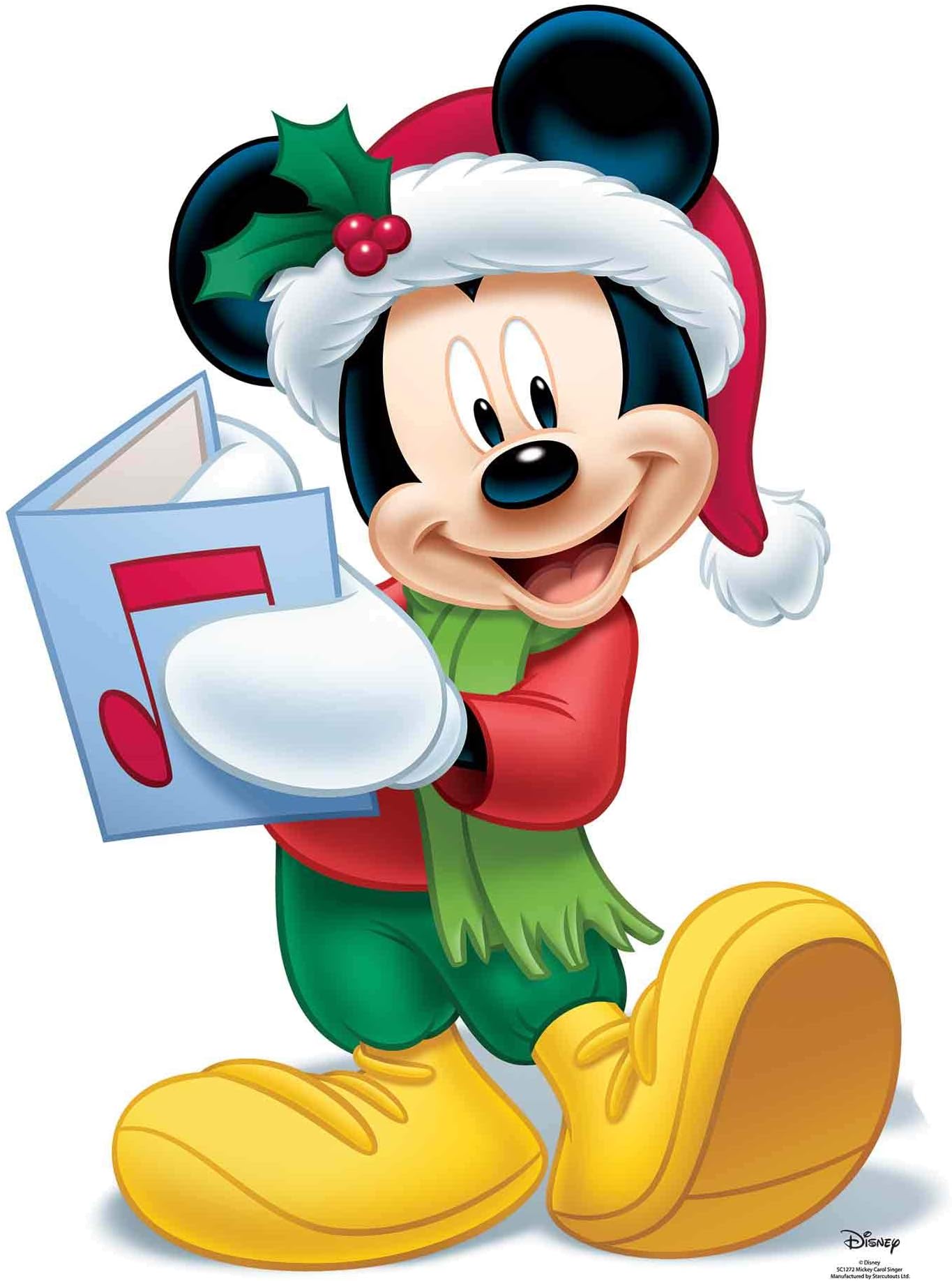 Star Cutouts Ltd Fun Cardboard 1 Dimensional Life Size Disney Mickey Mouse Singing Carol 93 x 68 cm. Perfect Christmas Decoration for Children's Festive Displays, Grottos & Shop Windows, Star Mini
