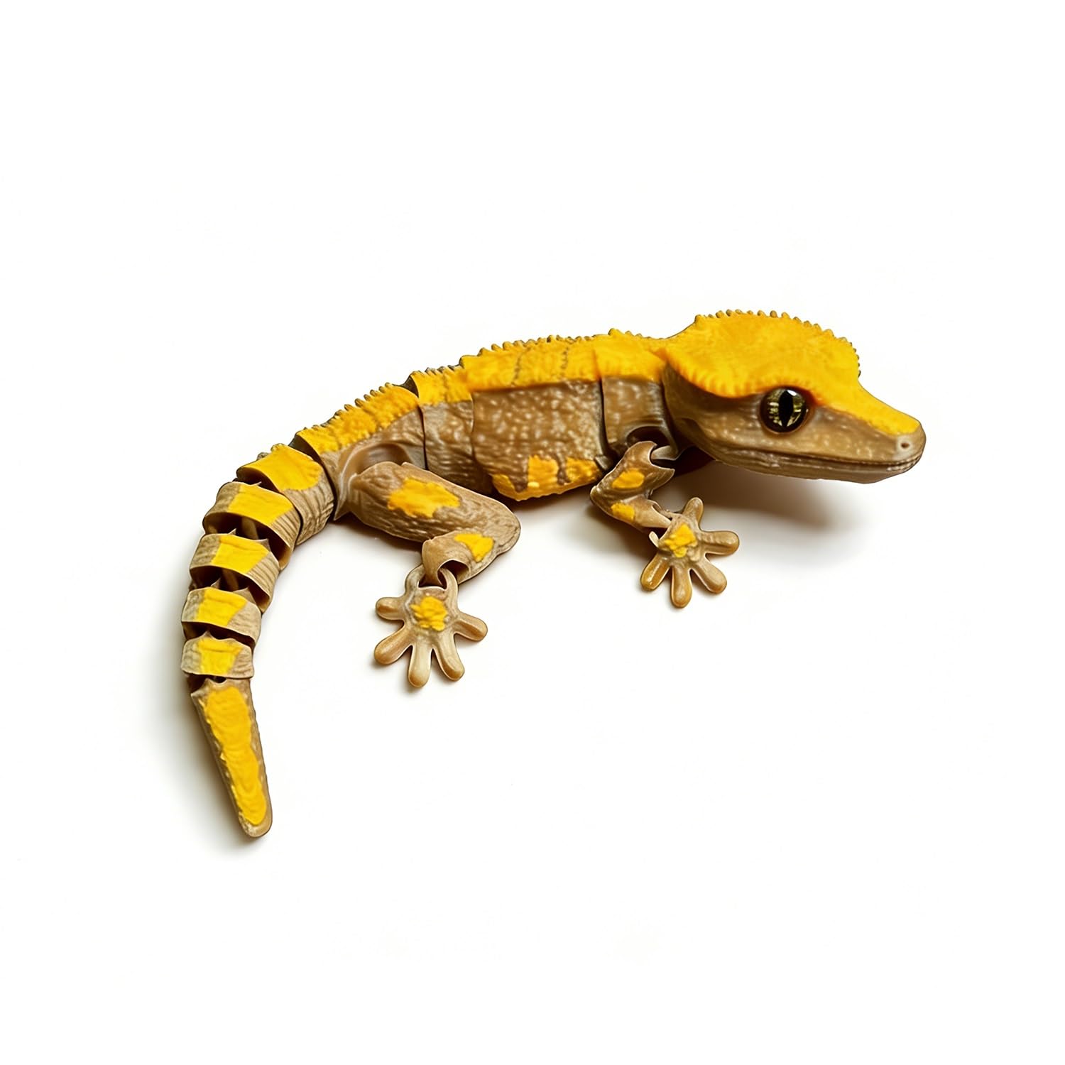 Quesardens 3D Printed Articulated Crested Gecko Figurine – Realistic Reptile Ornaments with Movable Joints, Stress Relief Desk Decor, Gift for Gecko Lovers & Collectors(Brown)