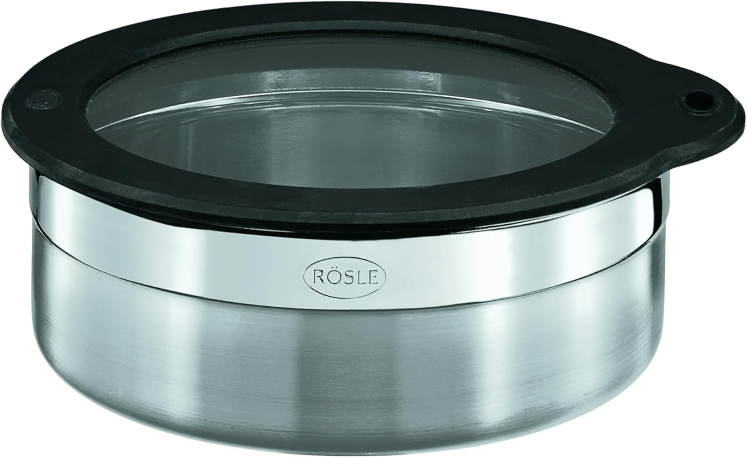 Rösle Jar with Silicone Glass Lid, Storage Box, 18/10 Stainless Steel, 6x12 cm, 16556