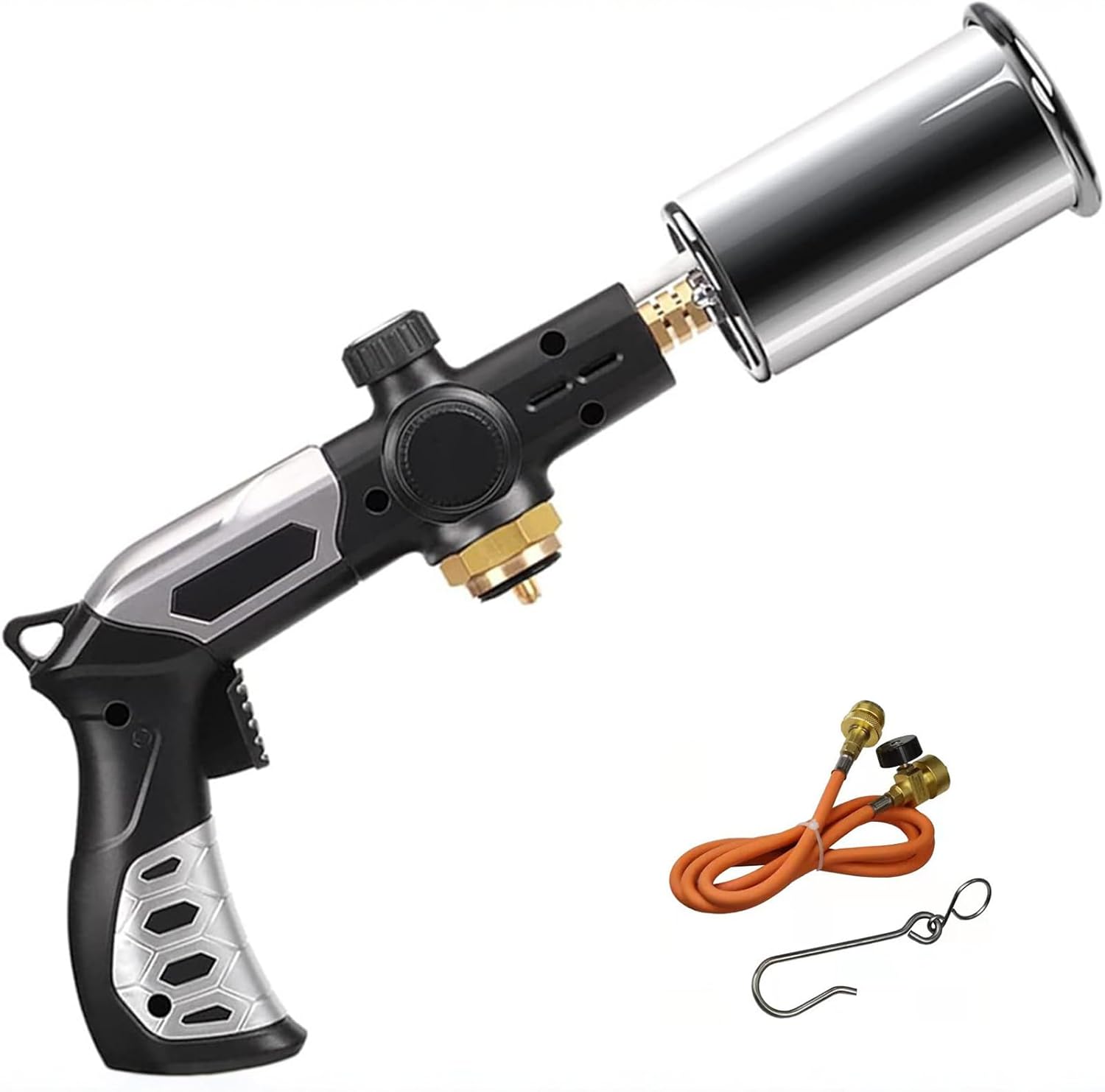 Portable Butane Propane Torch - Powerful Handheld Gas Blow Torch Burner Kit, Multi-Use for BBQ Grill Starter Camping Campfire Charcoal/Wood Burning Kitchen Cook(Includes 1 extension tube)