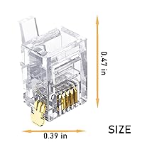 Vista 3 de Conectores RJ11 6P4C Enchufe de teléfono Modular Enchufe Adaptador de Conector de Conector de Cable Teléfono Extremo Crimpado Conector de Cable