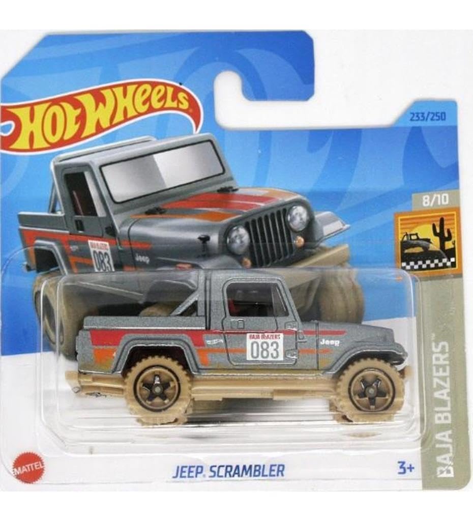 Hot Wheels - Jeep Scrambler - Baja Blazers 8/10 - HKG78 - Short Card - Off-Road Vehicle - Truck - Grey Metallic - Mattel 2023 - 1:64