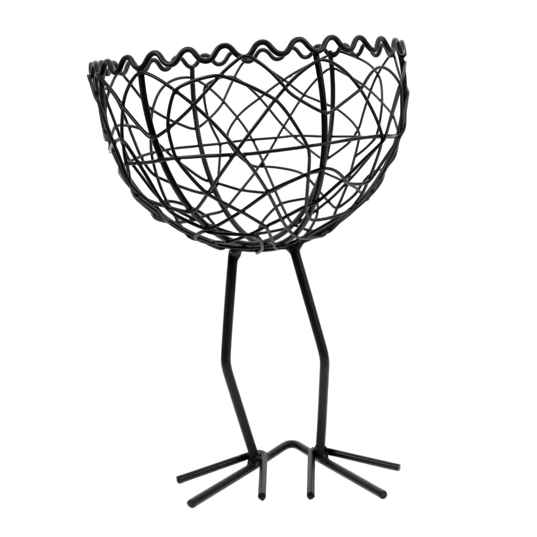 Cesta de frutas de hierro negra compacta para almacenamiento en cocina y comedor