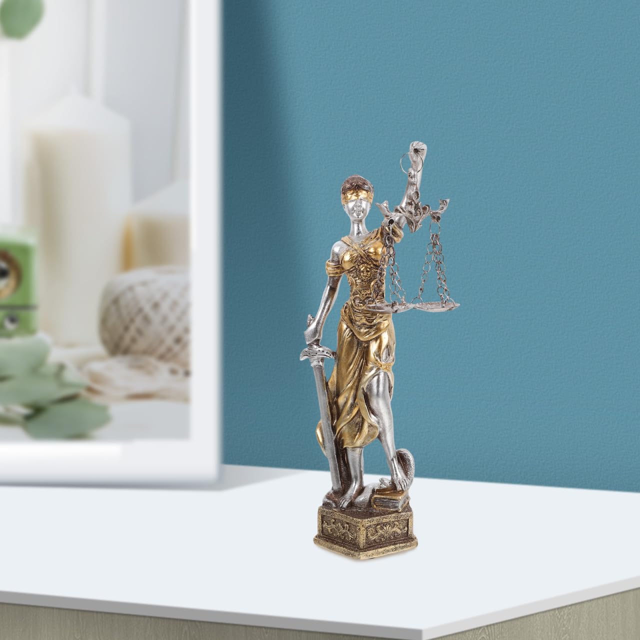 Gatuida Lady Justice Statue Aus Harz Griechische Göttin Der Gerechtigkeit Skulptur Für Bürodekoration Und Anwaltskanzlei 7.28X2.36X1.77 Zoll Dekofigur Der Justitia Mit Maßstäben