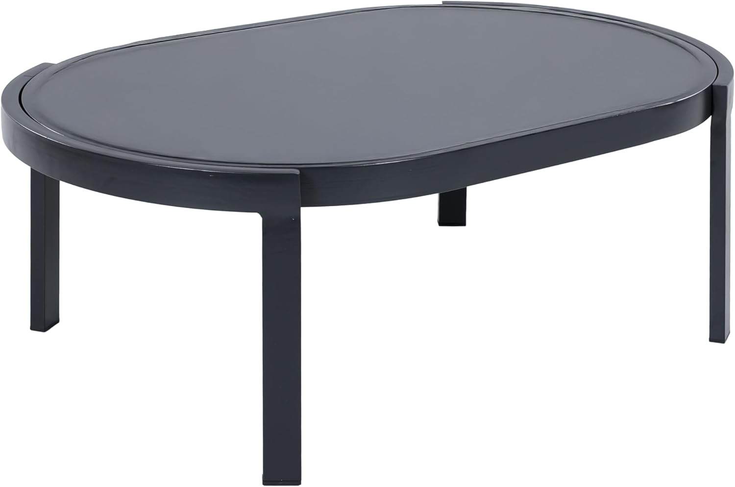 Christopher Knight Home Lula Aluminum Outdoor Coffee Table with Tempered Glass Top, Modern Coffee Table for Patio Furniture Set, Weather-Resistant Patio Table with Oval Top, Black