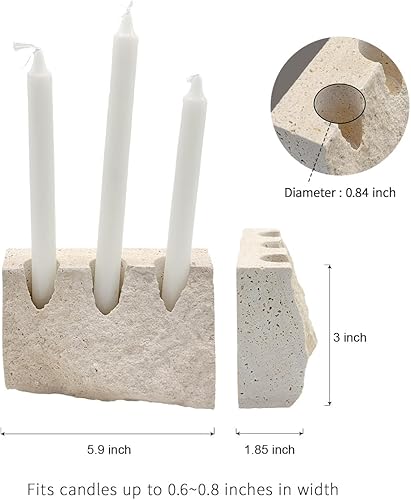Miniatura 2 de Portavelas cónicos de mármol de travertino real, se adaptan a velas de 0.8 pulgadas de grosor, decoración para mesa, centro de mesa, chimenea,