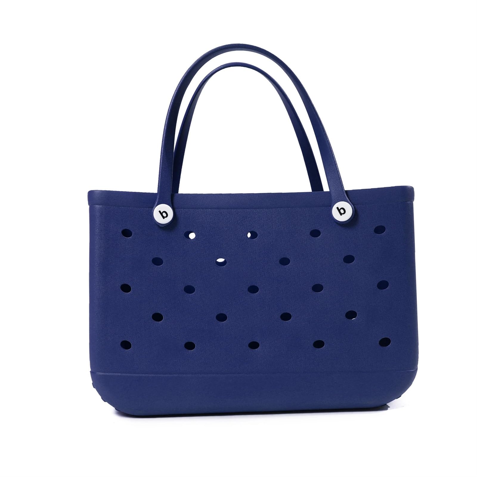 Générique Sac Extra Large D'été En EVA,Plage,Panier Femme Fourre-tout Pique-nique Trous Main Étanche,Pochette De Shopping Bandoulière(Dark blue,35 30 12)
