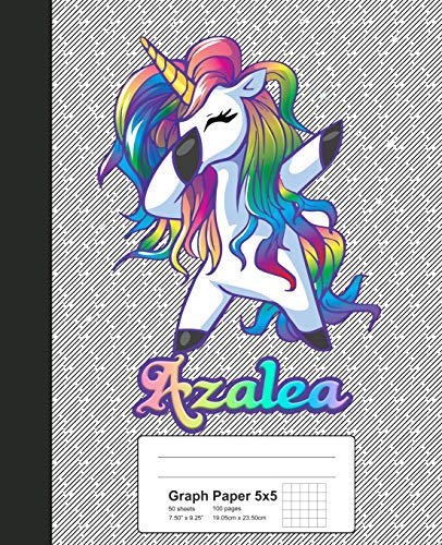 Graph Paper 5x5: AZALEA Unicorn Rainbow Notebook (Weezag Graph Paper 5x5 Notebook)