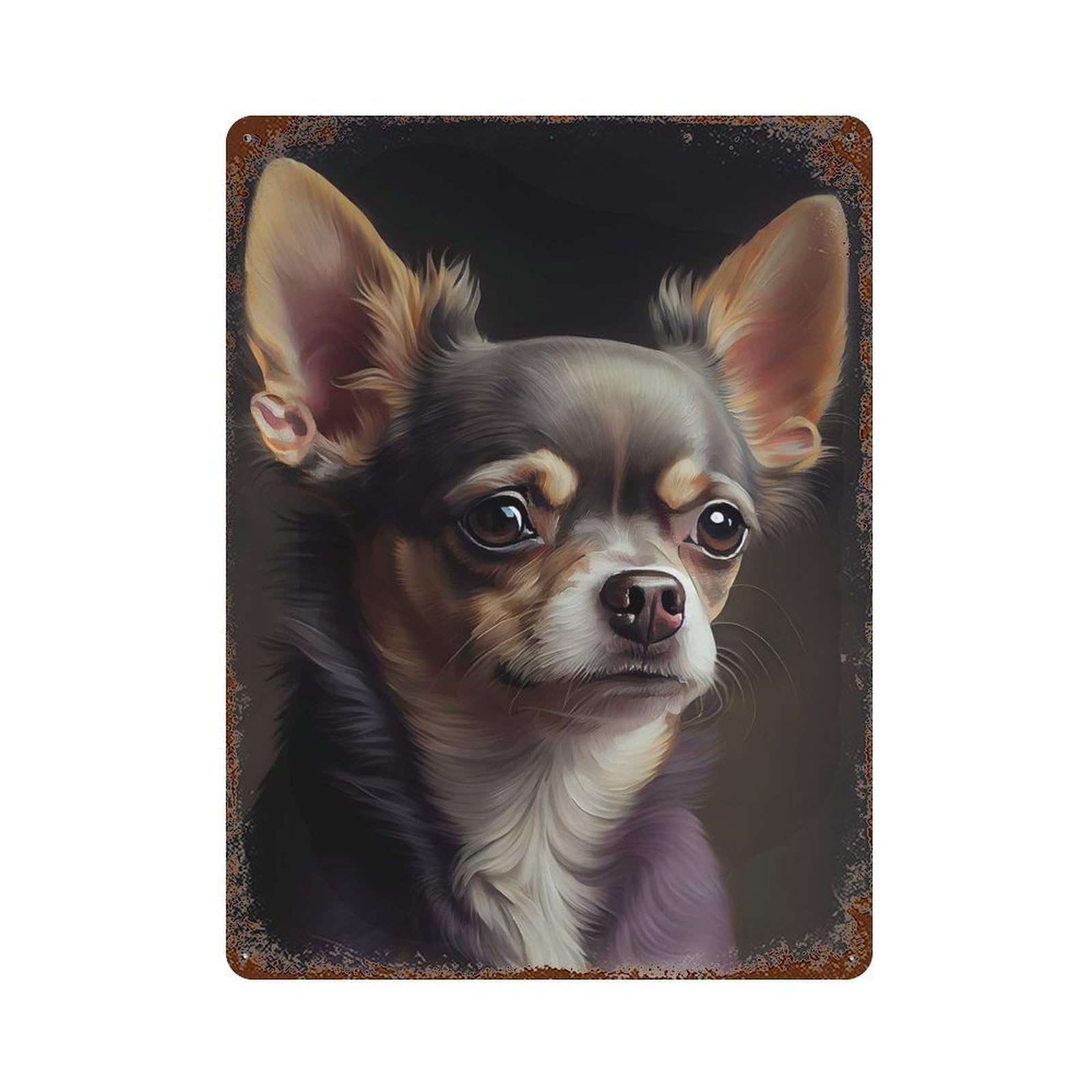 Chihuahua Oil Paint Retro Metal Sign 15.7"x11.8", for Office, Studio And Wall Decor, Industrial Home Decor