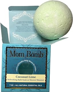Mom Bomb Coconut Lime Bath Bomb (Shower Steamer) – Essential Oils, Clean Ingredients – Relaxing Aromatherapy Fizz, Skin-Softening – Made in USA - Gift for Women