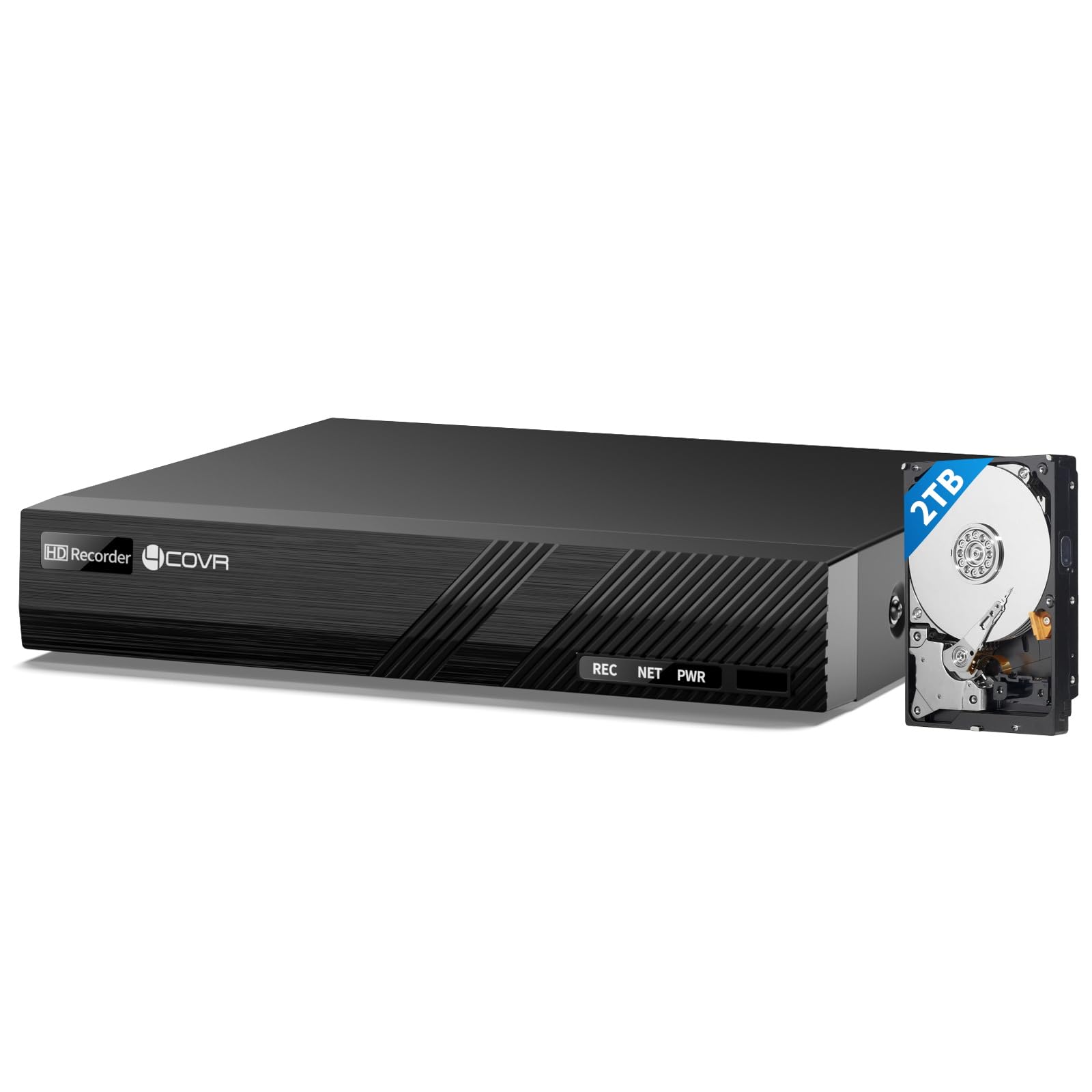 4COVR Registratore video di rete PoE H.265 a 8 canali, HD NVR funziona solo con telecamere IP 4MP/5MP/6MP/8MP, HDD da 2 TB preinstallato e una porta SATA fino a 8 TB, registrazione con accesso remoto