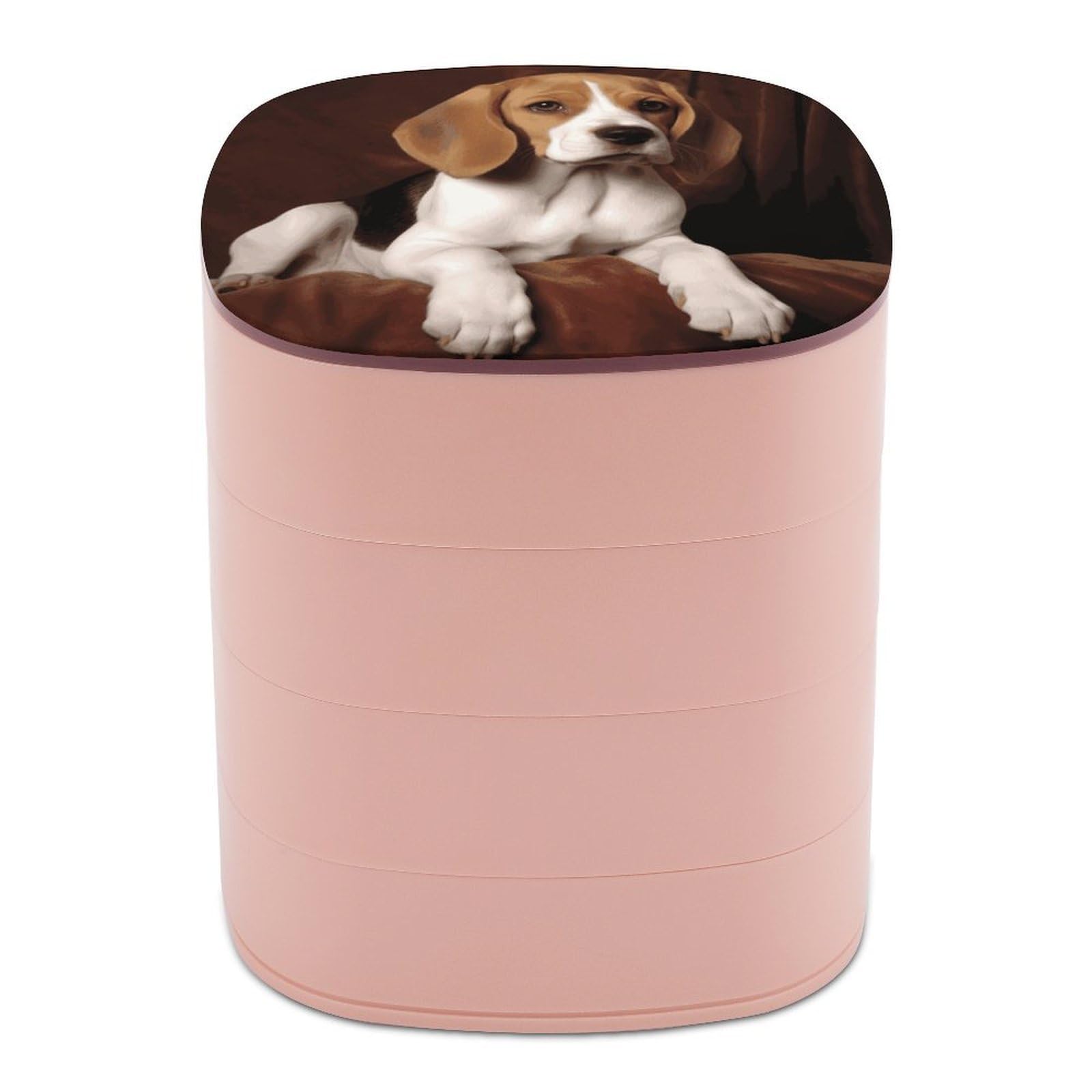 JTREHY Ovely Pet Dog Beagle Jewelry Box 4-Layer Covered Rotating Jewelry Storage Box Large Capacity Storage Boxes Portable Jewelry Case for Bracelets Earrings Necklace