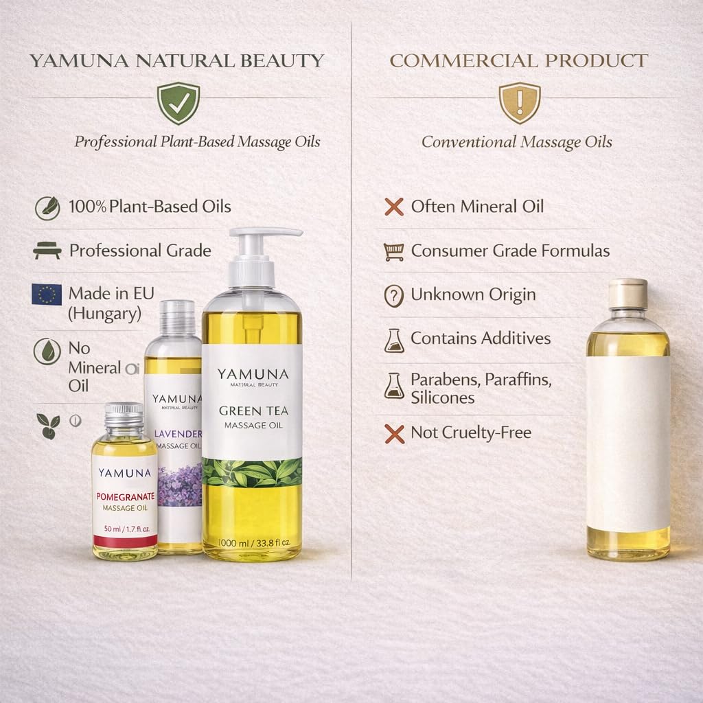 YAMUNA NATRUAL Beauty zestawy olejków do masażu i świeżych owoców w pudełku prezentowym, naturalna pielęgnacja i podróż zapachowa dla zmysłów, 200 ml (4 x 50 ml) – 100% olejki roślinne, wellness i
