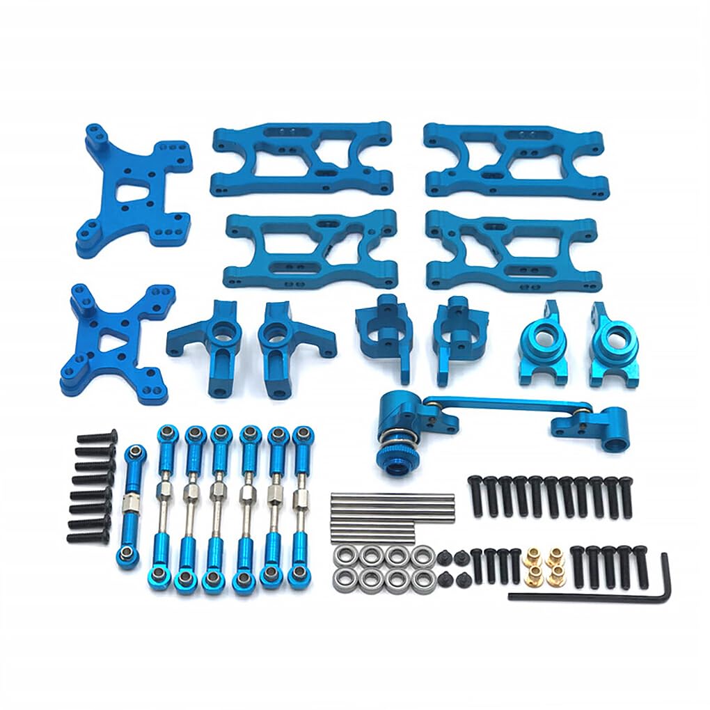 Brazos oscilantes Delanteros y Traseros, Modelo de Oruga, actualización de Tazas de dirección, Juego de Piezas de Repuesto para WLtoys 144001 144402 144010, Azul