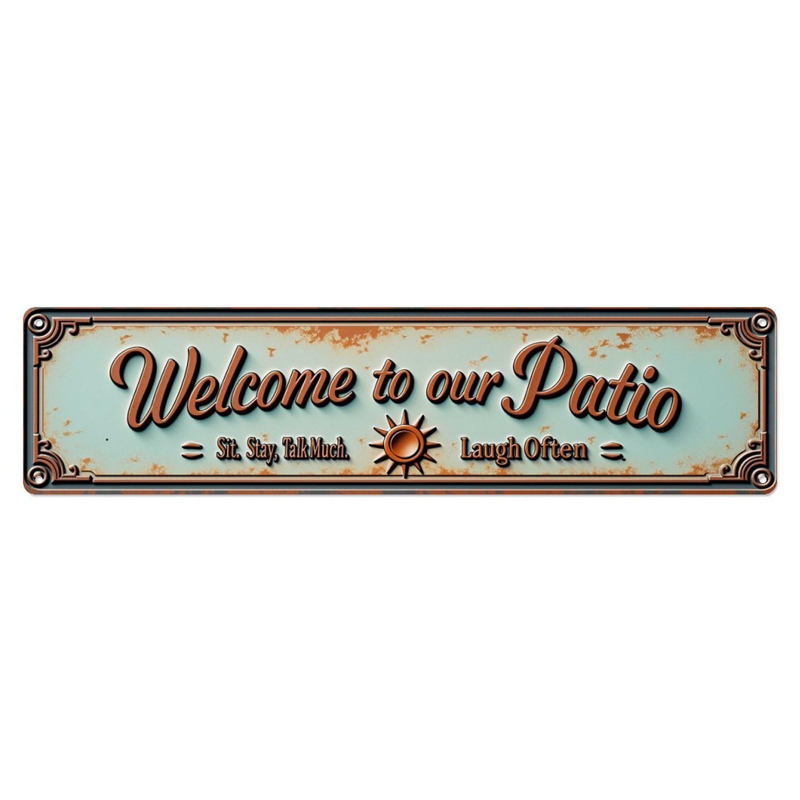 Vintage Welcome to Our Patio Sign Vintage Aluminium Metal Sign, Retro Wall Decor for Home, Bar, Garage & Farmhouse 10 * 40cm