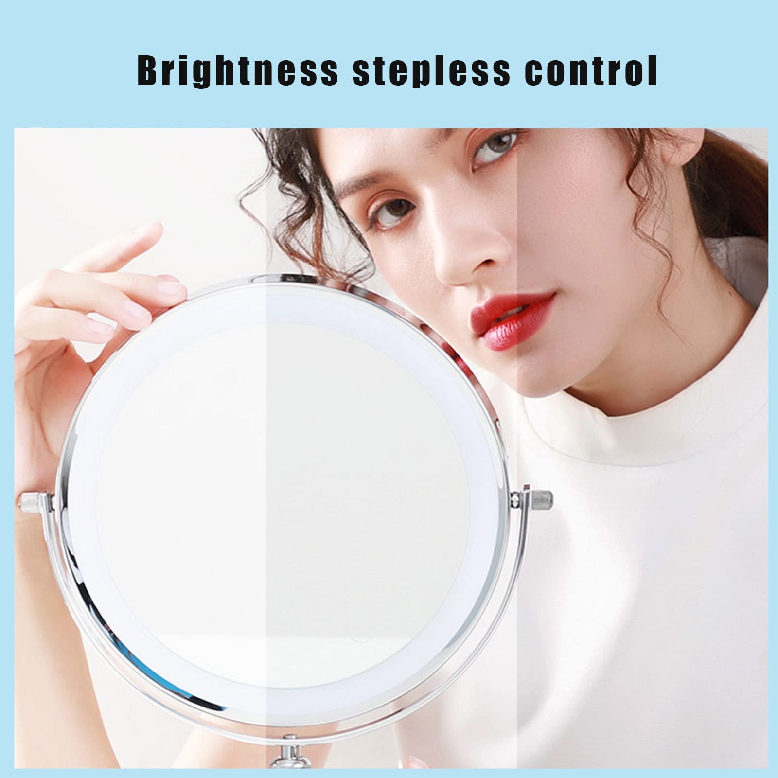 Miroir De Maquillage LED Sucedey 25x30 Cm - 3 Couleurs De Lumière, Réglage Luminosité, Angle Ajustable