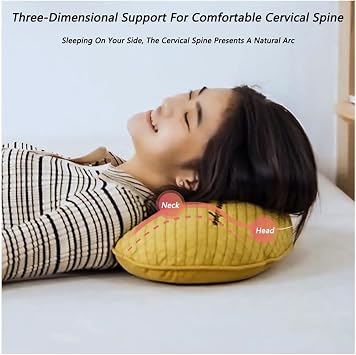 ZHIWEIKJ Organic Buckwheat Pillow, Buckwheat Neck Pillow for Recliner Neck Roll Fillows Comfortable Cervical Fillow Lumbar Support Cushion for Sleeping Removable Pillowcase Buckwheat Neck Pillow