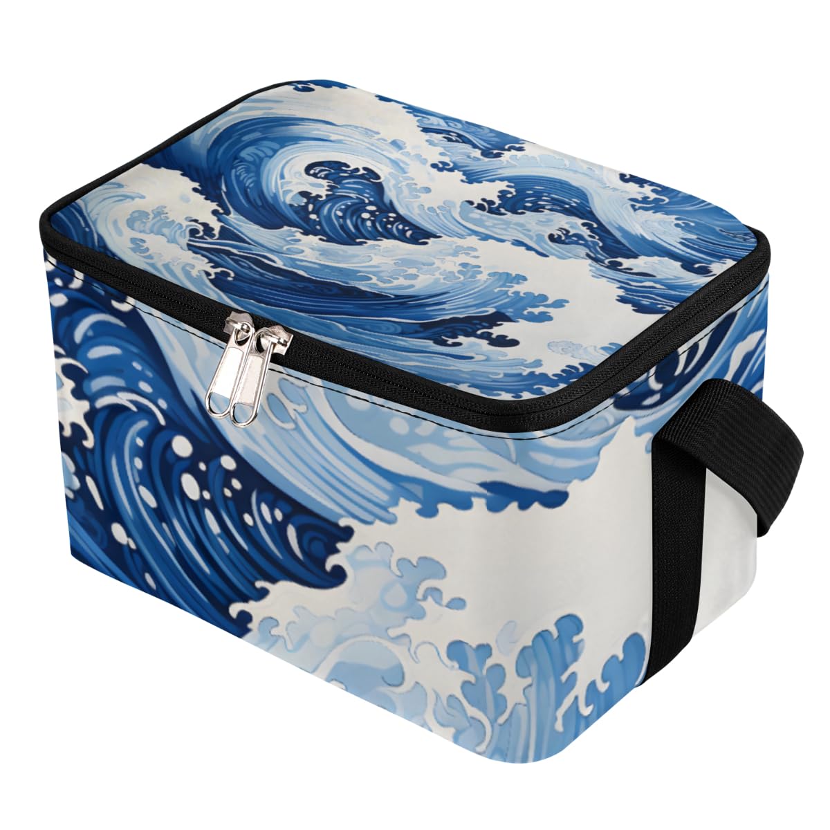 GzLeyigou Lunch Bags for Women Men 9 Cans,Sea Waves Hot & Cold Food Delivery Bag Insulated Grocery Bag Insulated Lunch Box Blue Sea Cooler Bag for Office Work Picnic Beach