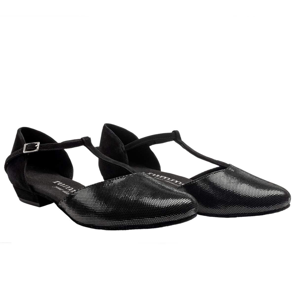Rummos Damen Tanzschuhe Carol - Diva Leder/Nubuck Schwarz - Medium (Normal) - 2 cm Blockabsatz - Made in Portugal