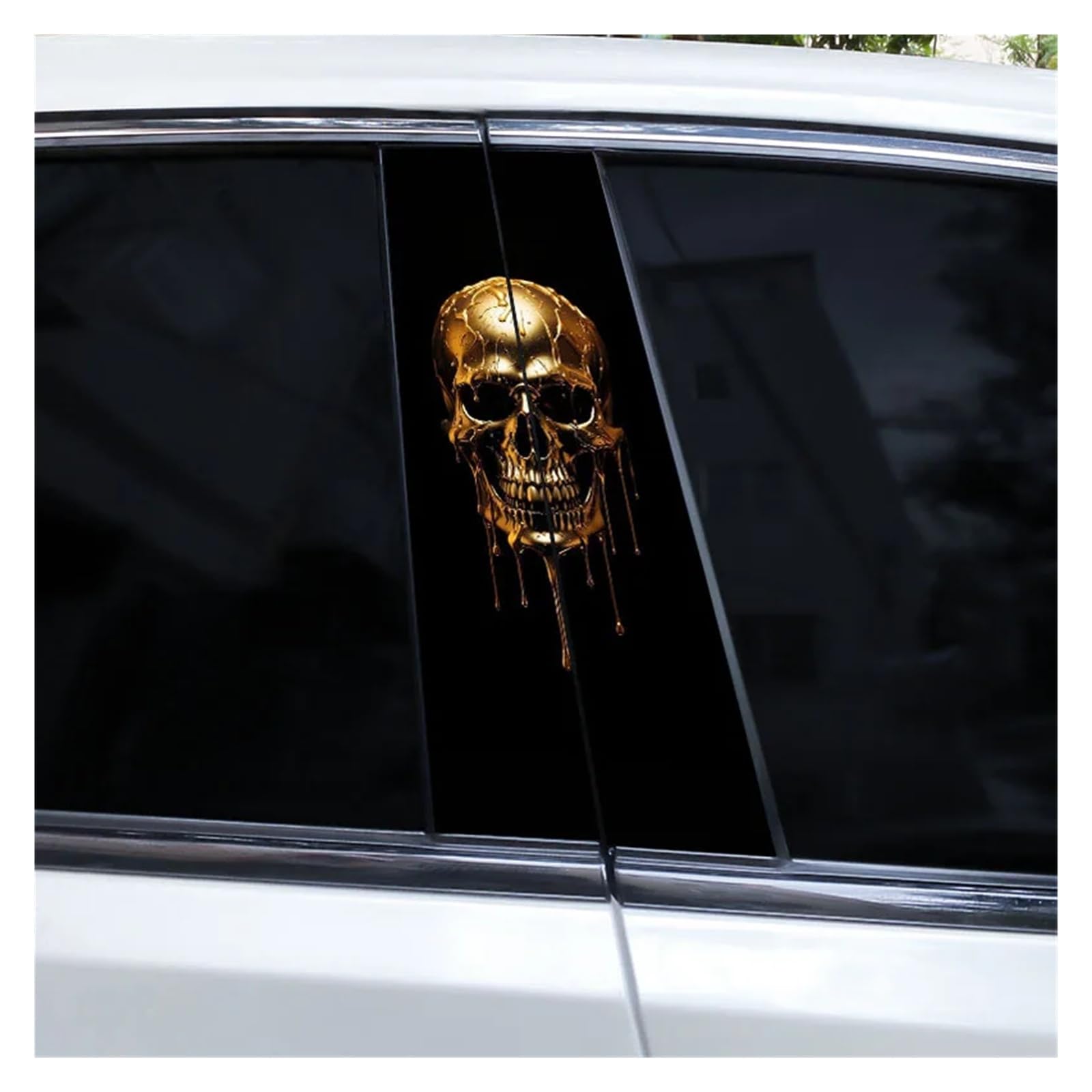 Car Side Decals 2pcs Flame Skull Car Sticker Horror B-Pillar Waterproof Vinyl Cover Scratch Center Column Decal(Style M)