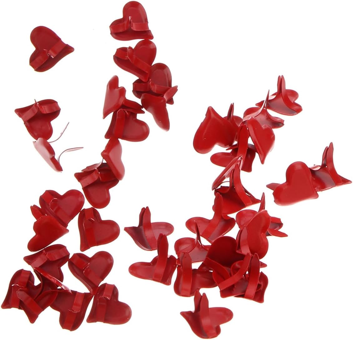 OSOLADY 500pcs 11mm Red Heart Shaped Miniature Metal Brads Split Pins for Scrapbooking DIY Paper Crafts Fasteners Embellishments