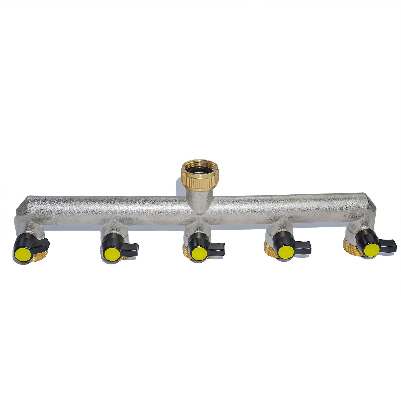 RoseFlower Divisor de Manguera de 5 Vías de Latón con Válvula Independientes, 3/4" Divisor de Manguera de Jardín - Bifurcador Grifo Jardin Distribuidor y Adaptador para jardinería, Riego doméstico