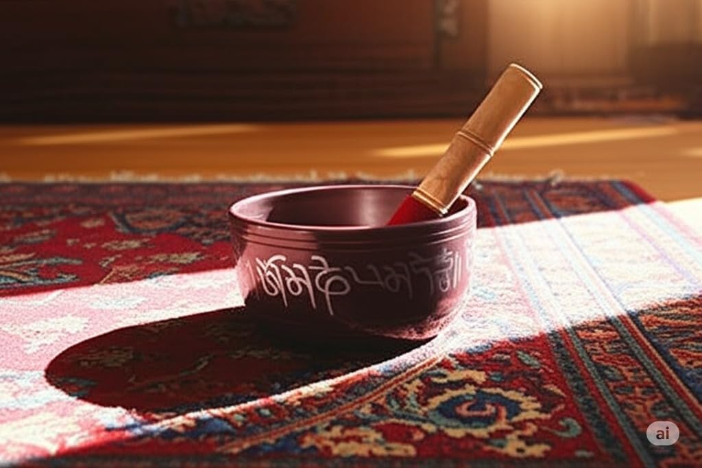 Store Indya Hand Painted 7 Inch Tibetan Metal Singing Bowl, Chakra Healing, Yoga & Meditation Sound Bowl for Stress Relief with Wooden Stick Mallet | Original Tibetan Singing Bowl