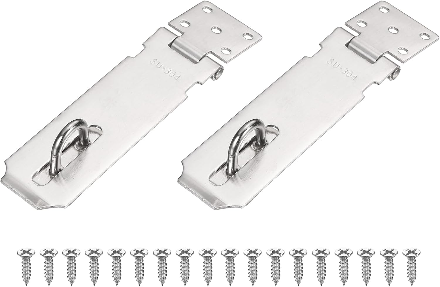 PATIKIL Door Hasp Latch (5 Inch, Silver) (2 Pcs), Stainless Steel 180 Degree Padlock Hasp Safety Angle Locking Latch with Screws, Suit for- Cabinet/Garden/Yard/Shed/Closet