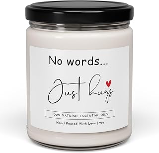 WITH MEMORIES-No Words, Just Hugs Candle - 9oz 100% Natural Soy Wax with Essential Oils, 50-60 Hours Burn Time - Sympathy, Condolence, Encouragement, Thinking of You Gift for Friends & Loved Ones