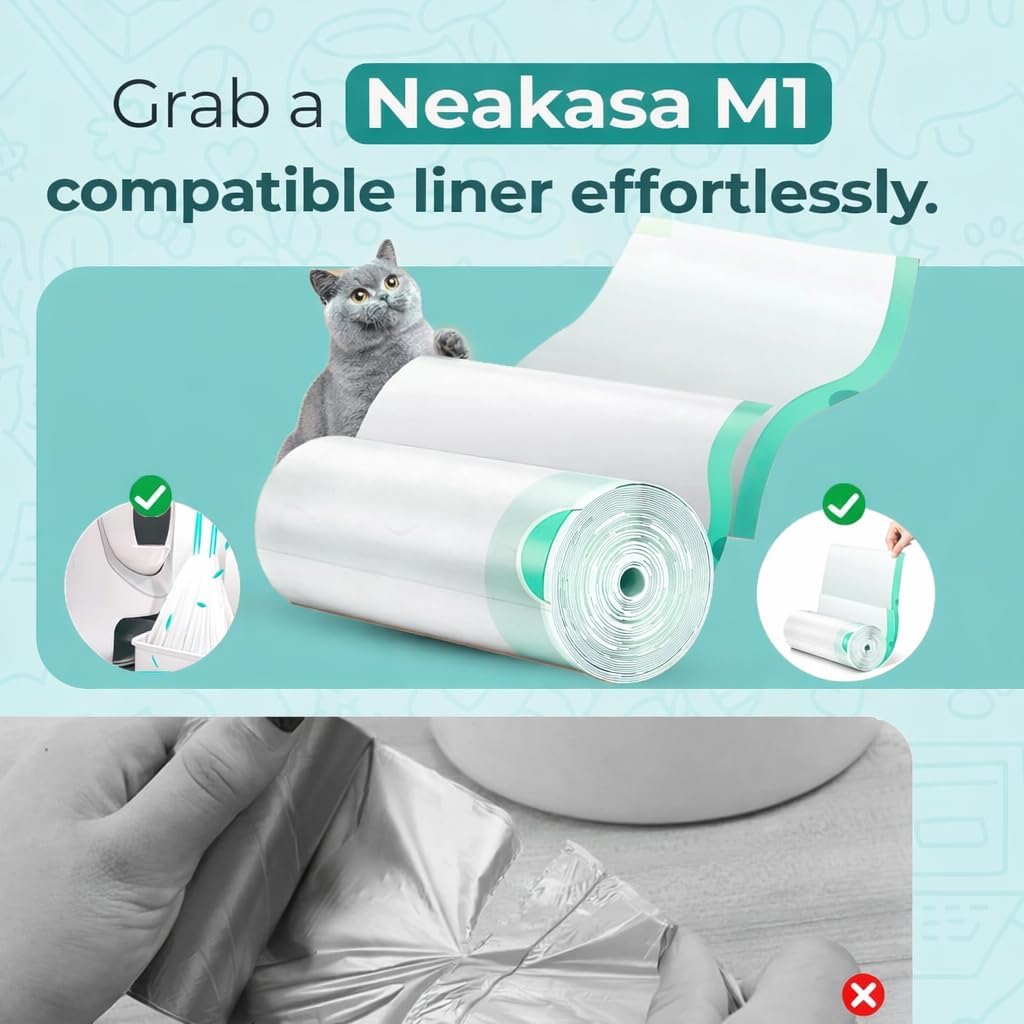 Cat Litter Bags Compatible with Neakasa Litter Box M1 Plus – 100 Count, Extra Thick, Heavy Duty