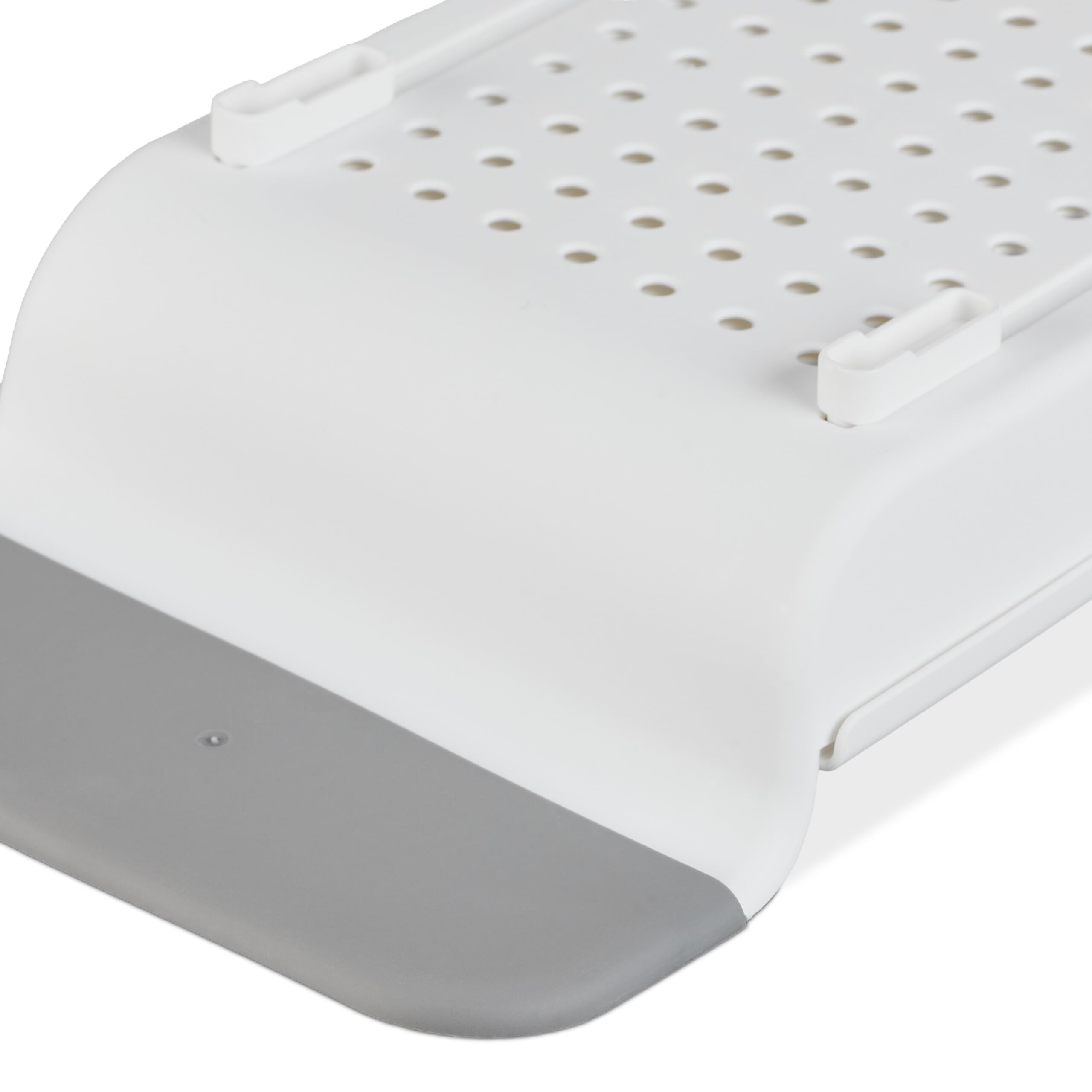 Relaxdays Vassoio per la Vasca da Bagno, Allungabile 55,5-78 cm, Plastica, Ripiano Fori per Drenaggio dell'Acqua, Bianco