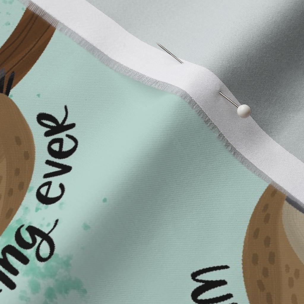 Spoonflower Fabric - Sloth Sloths Jungle Rainforest F Word Curse Adult Turquoise Blue Brown Printed on Organic Cotton Sateen Fabric by The Yard - Sewing Quilting Apparel Home Decor