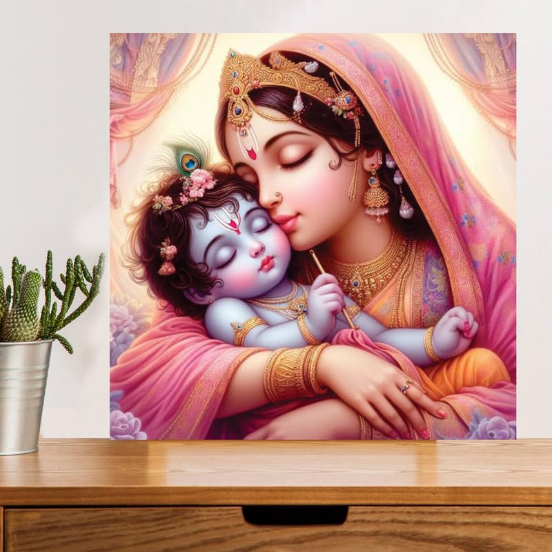 Image of British Terminal Cute little Bal Gopal Baby God Krishna| Kanha Ji | Laddu Lord Makhan Chor Painting Religious Poster for Pregnant Women for wall (matt thin vinyl,sticker,multicolor,unframed)| bj268