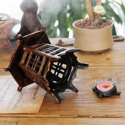 Miniatura 6 de Candelabro, Candelabro decorativo Portavelas de hierro fundido, soporte de vela de metal, linterna de pagoda, portavelas colgante