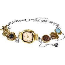 OIDEA Women's Watch Choker Necklace Sea Ocean Starfish Shell Charm Stainless Steel Chain Necklaces with Square Dial Analog Quartz Watch Jewelry Gifts for Womens and Ladies