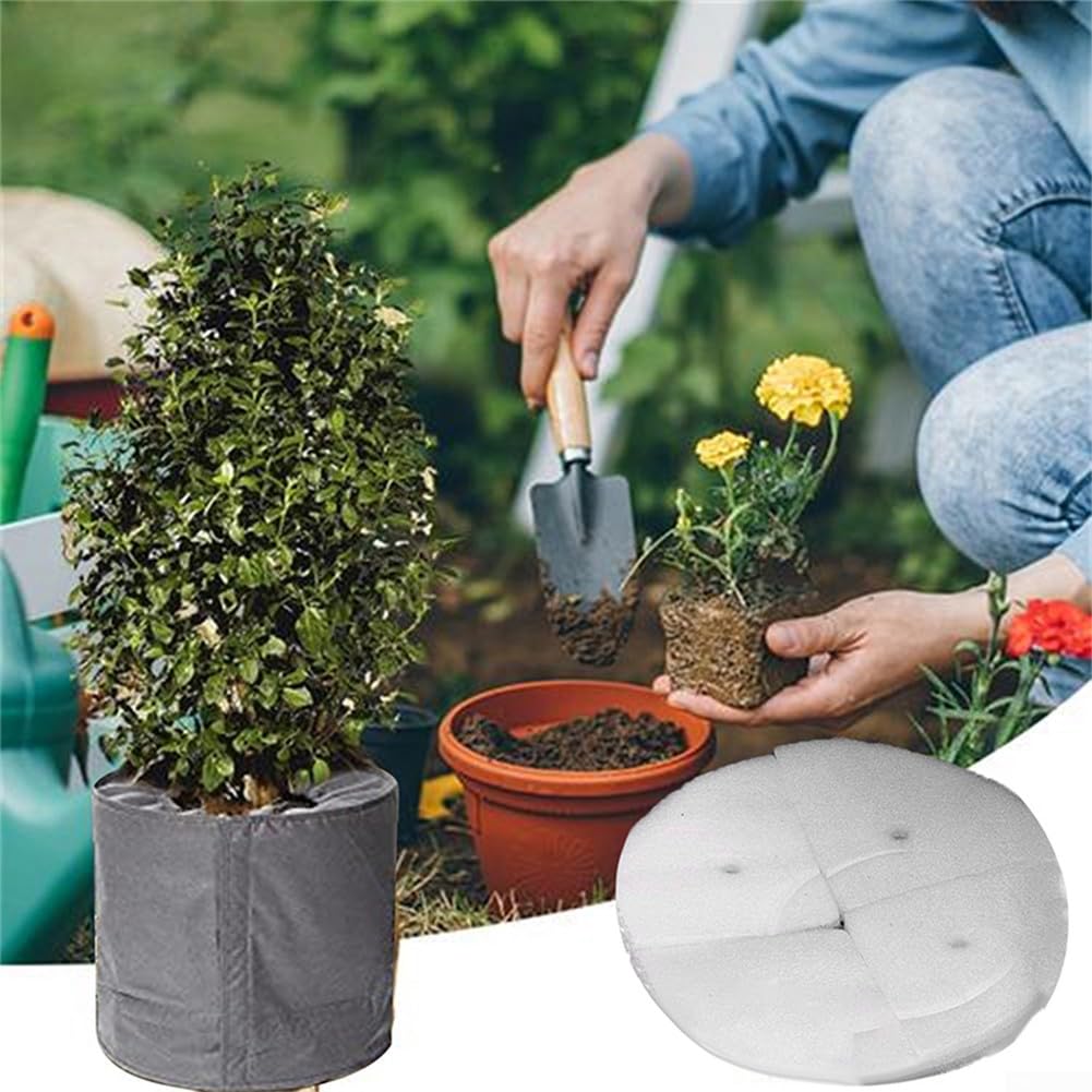 Thermo-Topfschutz für den Winter, Isolierbeutel für Pflanzen, Kordelzug-Design (Gray-S)